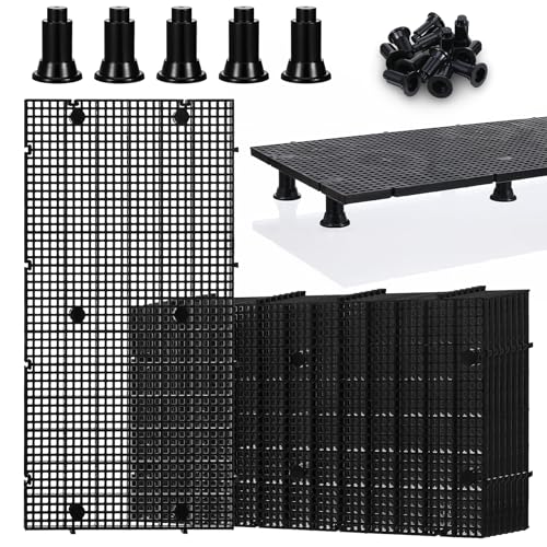 10Pcs Plastic Aquarium Grid Egg Crate with Brackets, Fish Tank Divider Panel for Bottom Filtration, Tank Separation and DIY Aquascaping