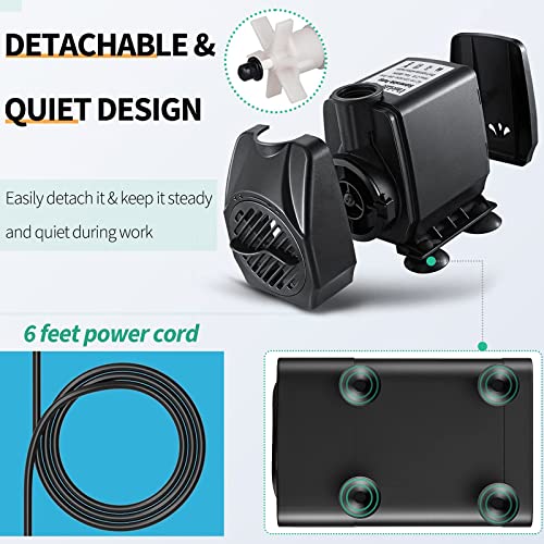 Uniclife UL400 Submersible Water Pump, 400 GPH Aquarium/Hydroponic/Fish Tank/Fountain/Pond/Statuary with 6' UL Listed Power Cord - size: 400 GPH