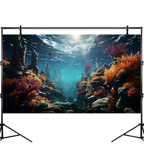 Under The Sea Fish Tank Background Underwater Coral Reef Aquarium Background Undersea Rock Cave Sunray Terrarium Backgrounds Tropical Fish Blue Ocean Aquarium Fish Tank Backgrounds 24x12in - color: Orange, size: 24(W)x12(H)inches/ 60(W)*30cm(H)