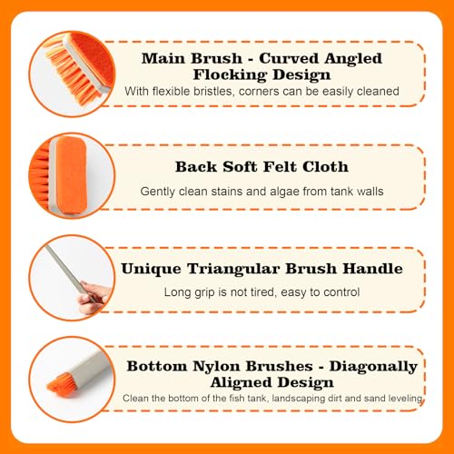 Small Fish Tank Cleaner Brush, Algae Scraper for Aquarium, Glass Aquarium Cleaning Tool, Fish Tank Cleaner Adapted for Glass and Acrylic Aquariums