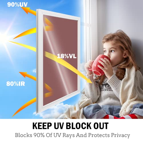 Niviy One Way Window Film Privacy Mirror Effect Self-Adhesive Window Tint UV Heat Control Glass Door Film for Home and Office, Tea-Silver 17.5 x 78.7 inches - color: Tea-silver, size: 17.7" X 78.7"