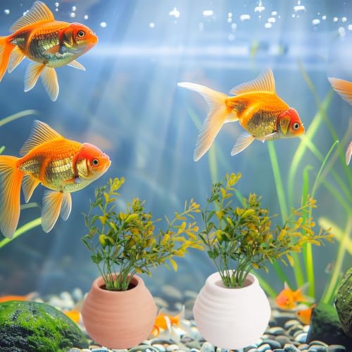 Saim Aquarium Mini Ceramic Pots Decoration Fish Tank Accessories Anti-Floating Aquarium Plant Weights Plant Holder for Fish Tank