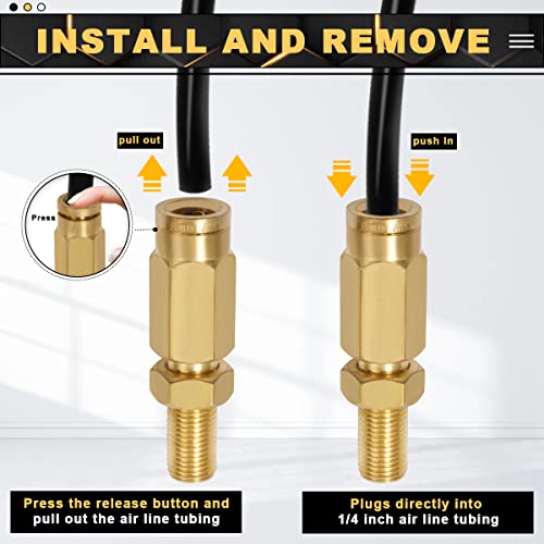 2 Packs 1/4" Air Value Inflation Schrader Valve, Schrader Valve Adapter with Push to Connect Button for 1/4" OD Air Hose Fittings for Semi Trucks Trailers - size: 1/4" OD 2PCS, style: Schrader Valve