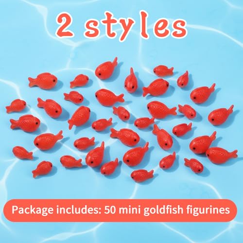 50 Pcs Fake Mini Koi Fish Decor, Small Resin Fish, Resin Animal Miniature Decoration Figurines, Mini Fishes Figurines Set, Cute Miniature Fishes Fake for Aquarium Tank, DIY Crafts, Landscape Ornaments
