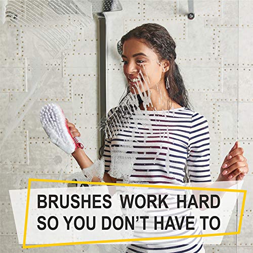 Scrub Brush Set of 3pcs - Cleaning Shower Scrubber with Ergonomic Handle and Durable Bristles - Grout Cleaner Brush - Scrub Brushes for Cleaning Bathroom, Shower, Tile, Kitchen, Floor, Bathtub, Floor - color: Red, Set of 3