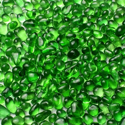 Glass Stones, 1Lb/460g Irregular Sea Glass Pebbles Non-Toxic Artificial Gemstones for Vase Filler/Handmade Gift/Terrarium Flowerpot Aquarium Turtle Tank Decoration, Green - color: Green