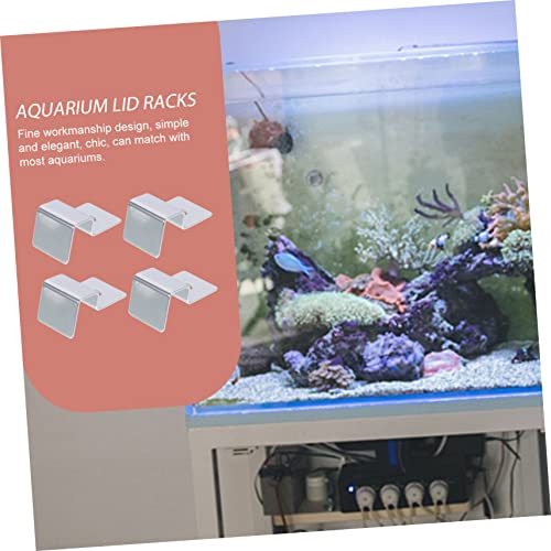 balacoo 4pcs Stainless Steel Aquarium Lid Racks Fish Tank Cover Holders for Glass Easy to Install and Support for Cleaning and Water Changes