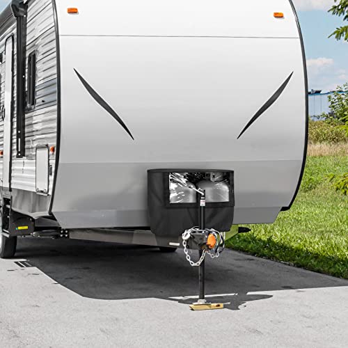 BougeRV Propane Tank Cover, Visible Valve, Fit Dual 20lb Tanks, Waterproof 600D Oxford Replacement Covers for Trailer/Camper, RV Parts Accessories (Black) - size: 20LB