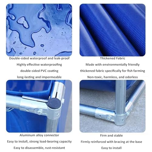 Foldable Canvas Fish Pond Tank, Above Ground Fish Pond Koi Goldfish Turtle Breeding Pool, Portable Indoor Outdoor Aquarium, Ornamental Water Storage Tank with Metal Frame & Drain Valve - size: 1.5x1.5x0.8m