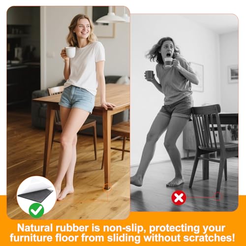 CHUNZEXI Non Slip Rubber Furniture Pads & Grippers, Self Adhesive Round Floor Protectors for Chair & Table Legs and Feet, 3 Inch, 12 Pack, Square - size: 3 inch 12 Square
