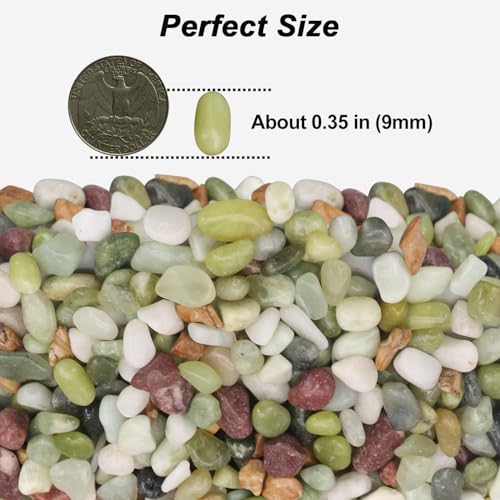 River Rocks,Landscaping Pebbles,Decorative Ornamental Pebbles,Garden Landscaping Stones,Gravel Filler for Home Decoration Flower Bed Fish Tank Plants Vases Succulents (1, Green, 5 Pounds) - color: Green, size: 5 Pounds