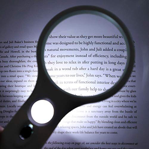 Magnifying Glass with Light 3X 45X Handheld Magnifier 3 LED Light Magnifying Glass for Reading Small Prints Reading Inspection Jewellery Hobbies Crafts (Black) - color: Black