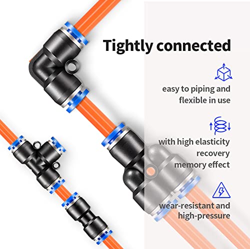 Pneumatic Tubing Orange PU Air hose Pipe Tube Kit 5/32 inch or 4mm OD 2.5mm ID 39.4ft/12 Meter for Air Line or Fluid Transfer - color: Orange, size: 4mm OD / 2.5mm ID × 12m