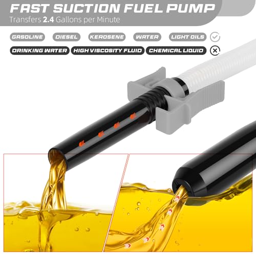Transfer Pump Battery Operated Electric Siphon Pump for Gas, Fuel, Diesel, Water Transfer 2.4 GPM Flow Oil Extractor, 47 Inches Hose-Easy to Use Hand Fuel Pump, Multi-Use Siphon Transfer Pump(Grey) - size: 1 Pack of 1 Grey