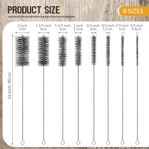 Baderke 16 Inch Long Pipe Cleaning Brush Stainless Steel Bristles Pipe Cleaning Brush Bore Brush Bristles Wire Brush (8 Pcs)