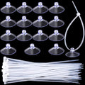15 Pcs Aquarium Suction Cups with 30pcs Zip Ties, Suction Cup for Fish Tank Plants Binding Moss Shrimp Nest Landscape Fixation, Utility Sucker Pad Without Hooks for Kitchen Hanging Organization