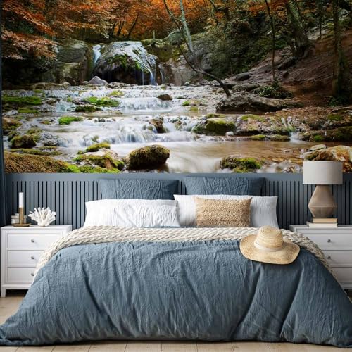 Wall Mural Waterfall 77x61 in - XXL Peel and Stick Self-Adhesive Wallpaper Removable Large Sticker Foil Wall Decor Print Picture Image Design Landscape Nature Lake 100403-104 - color: #01, size: 77"Wx61"H Self-Adhesive