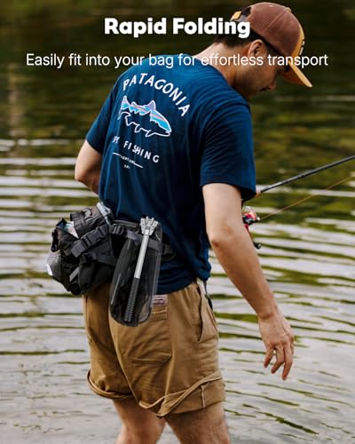 Pawfly Fishing Net with Collapsible Aluminum Handle and Nylon Mesh for Aquarium Pond Freshwater and Saltwater, Minnow Net for Bait and Trout, Portable Fishing Landing Net