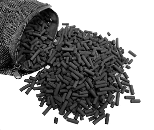 Premium Virgin Activated Carbon Charcoal Pellets in 1 Filter Media Bag (Free) for Aquarium Fish Tanks Koi Pond Canister Filter Reef Filters, Air Filters, Kitchen Compost Bin (7 oz)