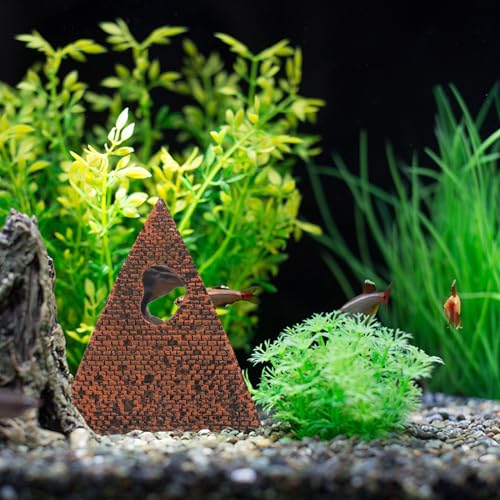 1PC Pyramid Aquarium Fish Tank Decorations Small Hideout House Statues Figurine Sculpture Ancient Egypt Reptile Turtle Lizard Spider Tanks Terrarium Egyptian Décor Ornament Pet