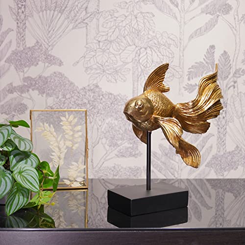 Guichifun Collectible Figurine Goldfish Statue Decor - Betta Sculpture Decoration Luckly Wealth Resin Fish Figurines Office Shelf Sculpture Home Decor Birthday Gifts for Father 10.25 X 5 X 11 inch
