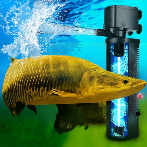 600GPH UV Aquarium Filter for 100-300 Gal Tank, Large Fish Turtle Tank Green Water Clean Machine Submersible Canister Filter Powerful Pump Pond Filter for Saltwater Freshwater Crystal Green Killing - size: Aquarium Filter for 100-300 Gallon