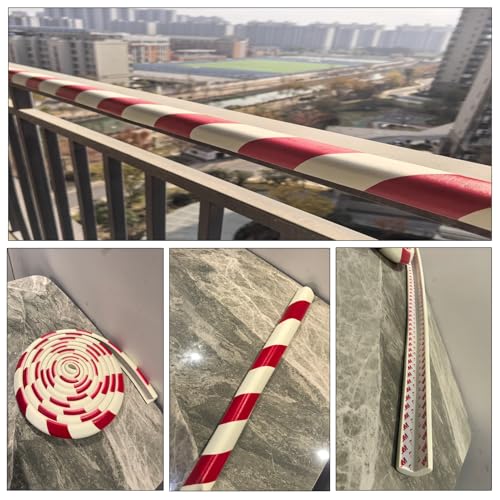 Wall Edge Corner Guards, 196.9in/5m Red White Safety Bumpers, Self-Adhesive Foam Protector Padding, Warehouse Racks, Shelves, Garage & Equipment Protection (1, Red+White, 196.5in/5m) - color: Red+white, size: 196.5in/5m