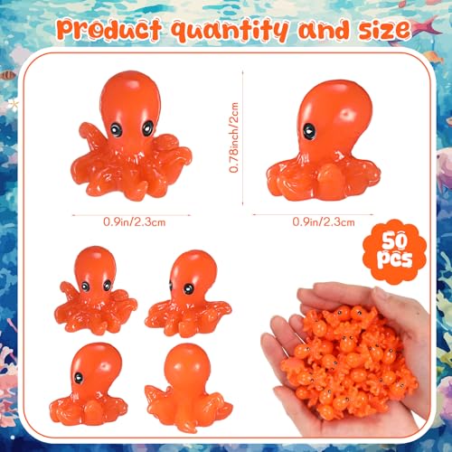 Geelin 50 Pcs Mini Resin Octopus Figurines Tiny Resin Figurines Small Ornament Charms Figure Tiny Animals for Dollhouse Landscape Aquarium Garden Desktop Birthday Party - style: Octopus