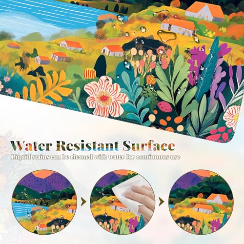 iCasso Large Gaming Mouse Pad (35"x16") - Waterproof Desk Mat with Non-Slip Rubber Base & Stitched Edges - Extended Keyboard Mousepad for Computer, PC, Office, Home Workspace (Oil Painting) - color: Oil Painting