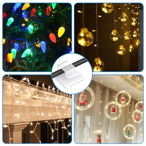 30 Pcs Adhesive Cable Clips for Cord Management Under Desk Nightstand Phone PC Charger Plug Speaker TV Cord Holder Keeper Hook Wall Wire Organizer Car Dash Cam Ethernet Christmas Light (Clear, Small) - color: Clear, size: Small