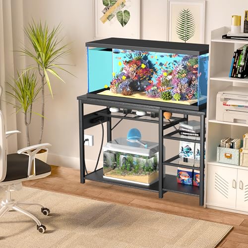 GRLEAF 40-50 Gallon Aquarium Stand: 900LB Capacity, Built-In Power Outlets, 3-Tier Shelves for Fish Tank Accessories Storage, Heavy-Duty Steel/Wood Hybrid for Fish & Reptile Tanks | Excludes Tank - size: 40-50 Gallon