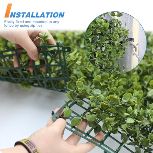 TANG 20"x20"-1PC Artificial Greenery Boxwood Panels Grass Wall Panel, Faux Privacy Fence Ivy Screens Backdrop Fake Hedge for Indoor Outdoor Wedding Décor, Olive Reineckea carnea Panel - color: Olive Reineckea Carnea Panel, size: 20"x20"