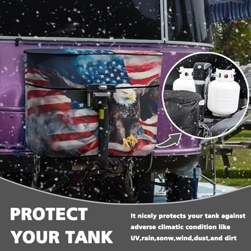 American Flag Eagle RV Propane Tank Cover Weather Resistant Gas Cylinder Cover Dustproof Camper Propane Tank Cover Camper Accessories Washable - color: American Flag Eagle, size: Small-Double 20LB