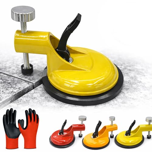 Granite Marble Countertop Seam Leveling Tool, Suction Cup Flooring Tool for Gap Tightening, Heavy Duty Adjustable Stone Seam Setter for Slab Installation, Tile & Laminate Repair (Yellow)