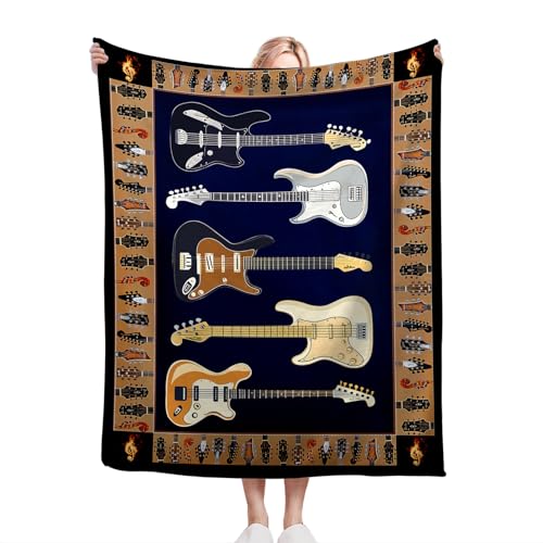 Cool Guitar Blanket Super Soft Warm Fluffy Flannel Music Throw Blanket Cozy Fuzzy Plush Bedding Blanket Gift for Boys Girls Teens Adults Couch Sofa 50"x40" - color: Electric Guitar, size: 50"x40"