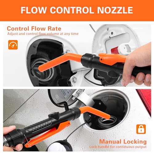 Electric Fuel Transfer Pump, Portable Battery Powered Hand Fuel Pump, Battery Gas Pumps Universal Fit for Vehicles, Boats, Lawn Equipment, Emergency & Home Use(Black Orange)
