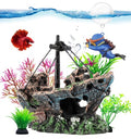 6 Pcs Aquarium Decor Set Shipwreck Decoration Little Diver Floating Fish Tank Decoration Fish Tank Plants