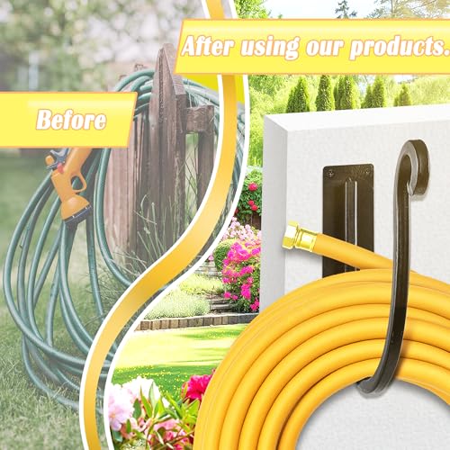 Hose Holders Wall Mount （Metal/8-Inch） Heavy-Duty Garden Hose Hangers Outdoor, Hand-Forged Hose Racks Mount, 2PCs - color: A-2PCs