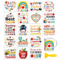 Peacoblue 18 Sheets Rub on Transfers for Crafts, Teacher's Day Text 3.6"x3.9" UV DTF Cup Wraps Waterproof Cold Transfers Stickers for Wood Glass Metal Cup Tumblers Mirrors Mugs Home Decor - style: Teacher's Day Text
