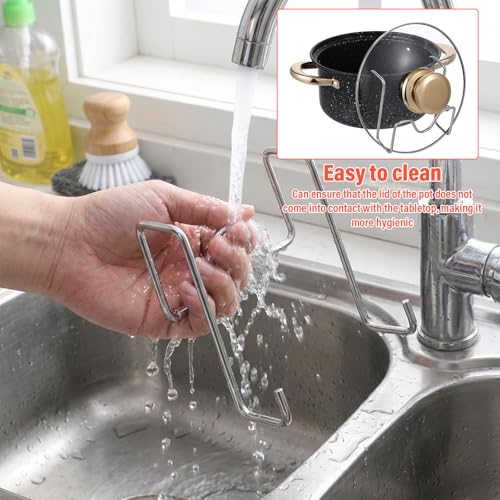 Pot Lid Holder for Cooking, Stainless Steel Pot Attachment, Stable and Non-Slip Lid Holder Design, Hand Free Slow Cooker Lids Holders Fits Most Slow Cookers (2 Pack)