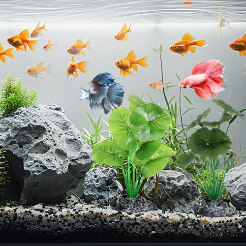 2 Pack Silk Plants for Fish Tank, Fish Tank Plant,12 Inch Aquarium Silk Plants Betta, Beta Fishes Tanks Decor Soft, Suit for Betta Leaf Hammock Goldfish Reptiles Decor Accessories