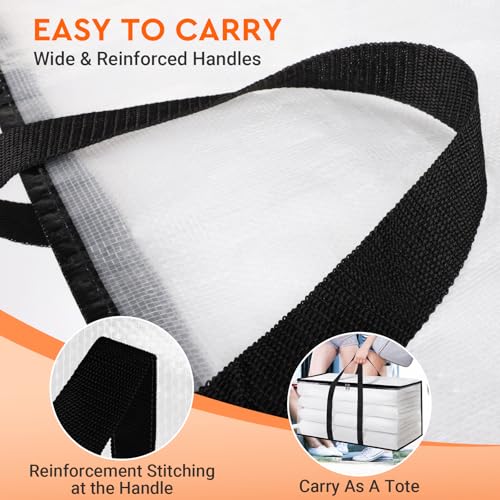 HomeHacks Clear Moving Bags Heavy Duty 8 Pack, Storage Bags with Zipper, Extra Thick Handles & Waterproof Packing Boxes for Moving, Camping, Home Organization 76L/20Gal (28.7"x11.8"x13.8") - size: 76L