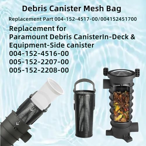 showingo Fine Mesh Bag 004152451700 Replacement for Paramount Pool Skimmer Basket Screen 600 Micron Mesh Bag Fit for Paraskim, EDC and DDC Debris Cannister Replaces 004-152-451-700