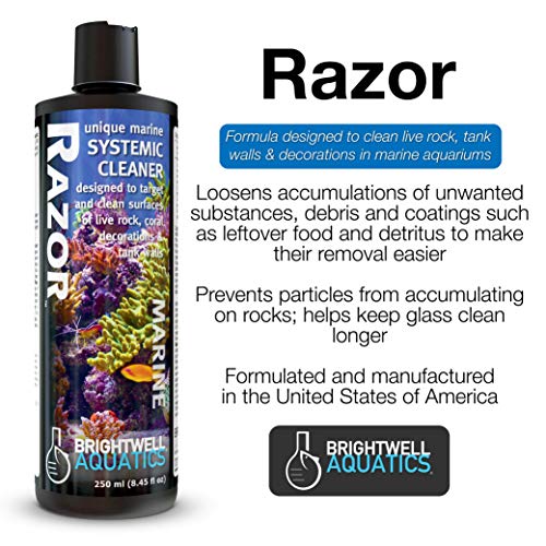 Brightwell Aquatics Razor Marine - Unique Systemic Cleaner for Marine Aquariums, 20 Liter - size: 20-Liter