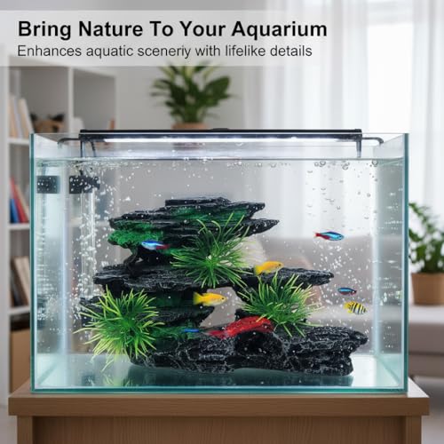 J-star Medium Aquarium Rock Mountain Decor – Realistic Resin Landscape Ornament for Fish Tanks – Enhances Underwater Scenery, Easy to Clean, Safe for Fish - size: Medium