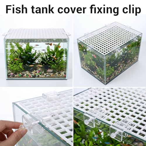 6 PCS Acrylic Fish Tank Lid Holder Aquarium Tank Clamps Lid Clear Rimless Aquarium Top Cover Lids Support Clamps Hood Replacements for Glass Aquariums Top