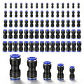 100 Pcs Quick Connect Air Hose Fittings, 5 Sizes Air Line Push to Connect Fittings Kit Quick Release Pneumatic Connectors Plastic Straight Tube Connector (2 Way, 4 6 8 10 12 mm)