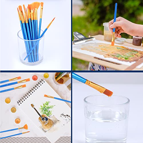 AROIC Acrylic Paint Brush Set, 30 pcs Nylon Hair Paint Brushes for All Purpose Oil Watercolor Face Body Rock Painting Artist, Small Paint Brush Kits for Kids Adult Drawing - color: Blue, size: 30pcs-2