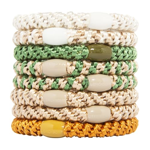 L. Erickson Hair Ties, 8 Count - Grab & Go Ponytail Holders - No Damage for Thick Hair - Strong, Stretchy & Snag-Free - Hair Accessories, Blonde - color: Minimal Neutrals