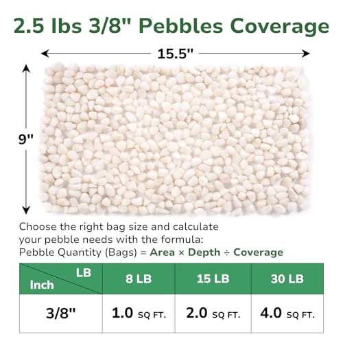 GreatBuddy 2.5-lb Decorative Rocks for Indoor Plants, 3/8" White Pebbles, Small Rocks for Potted Plants, Succulent, Vases, Aquariums, Fish Tanks, Garden Landscaping, Natural Polished - color: White-2.5lb, size: Medium-3/8 Inch